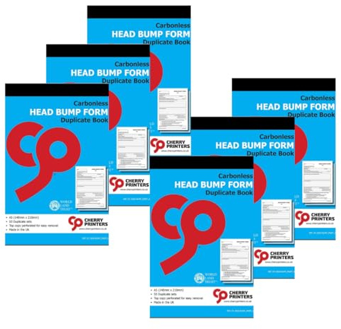 Cherry Printers | Head Bump Form | Duplicate Book | A5 Carbonless Incident Record for Schools | 50 Sets with Perforated Top Copy | Ideal for Recording Accidents | **6 Pack**