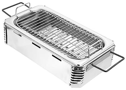 Toyvian Barbecue En Acier Inoxydable 35x19,5 Cm Pour Extérieur Gril Portable Robuste Pour Camping Et Sorties En Plein Air Outils De Barbecue Résistants à La Chaleur