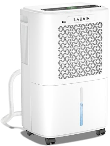 12L/Day Dehumidifier, Dehumidifiers for Home, Quiet & Energy-Efficient Portable Design, 3 Smart Modes, Continuous Drain Hose, 24H Timer, Dehumidifier for Bedrooms, Bathrooms, Basements