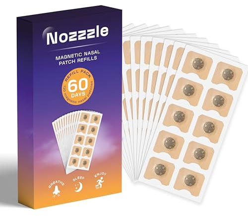 Ricarica Cerotti Nasali Anti Russamento – 120 Patch Adesivi Magnetici – Per Naso Chiuso & Respirazione Notturna – Compatibile con Dilatatore Nozzzle – Alternativa a Strisce Nasali