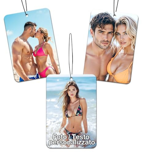 AAQ profumo auto personalizzato - deodorante/profumatore per auto personalizzabile con foto e testo, idea regalo per donna e uomo personalizzato (rettangolare, Ciliegia)