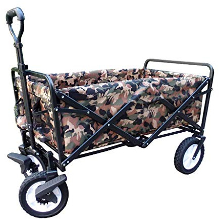 Chariot de jardin pliable à 4 roues multifonction pour l'extérieur, le camping, la plage, le transport, capacité de charge : 100 kg, solution de rangement polyvalente