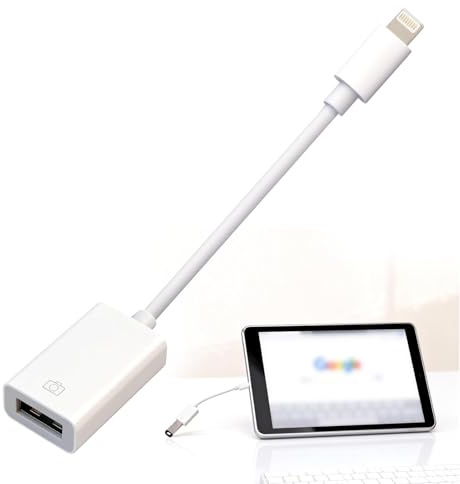 Apple MFi Certified to USB Adapter for Camera, MIDI Keyboards, Ethernet Hubs, and Card Readers - Compatible with iPhone and iPad - White