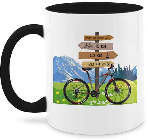 Tasse Tassen 325ml - Radsport - Fahrrad Geschenk Fahrradfahrer mit Wunschtext personalisiert I Fahrradtour Berge I Radfahrer Geschenke Fahrradfans I Bike Fans - 325 ml - Schwarz
