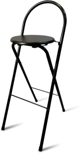 Sgabello da bar pieghevole portatile da 71 cm con schienale, nessun montaggio richiesto, comoda sedia da cucina alta, design salvaspazio, ideale per uso domestico e esterno.