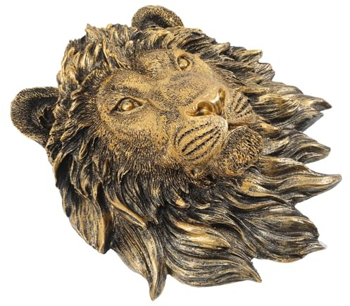 TOYANDONA Testa di Leone Decorazione da Parete Oro in Resina per Casa | Decorazione Animale Realistica, Dettaglio Creativo, Uso Interno ed Esterno, per Compleanno e Ambiente Domestico