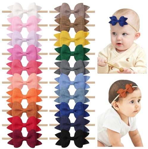 20 Pcs Diadema Bebé Niña, 3.35 Turbantes Bebé arcos bandas elásticas de nylon cinta arco accesorios para el cabello de niñas y niños pequeños con arcos para el cabello