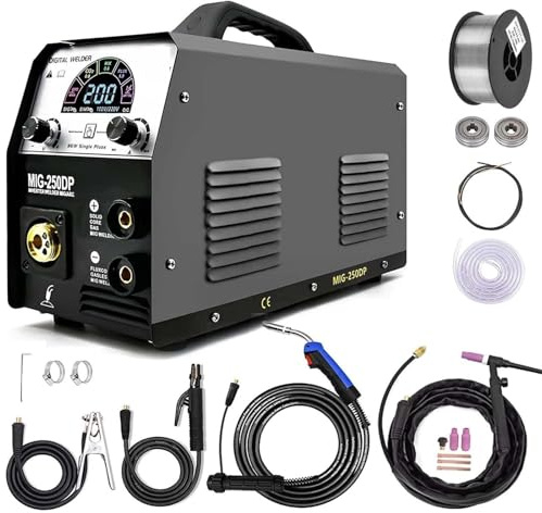Cortador de Plasma, Soldadores MIG250DP Mig Pulse Mig aluminio Gas sin gas Mig ARC MMA Tig 4 en 1 máquina de soldadura semiautomática(TIg torch and Wire)