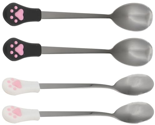 YARNOW Dog Cat Spoon Set 4Pcs Stainless Steel Pet Food Spoons Non-Melting Feature for Convenient Pet Feeding