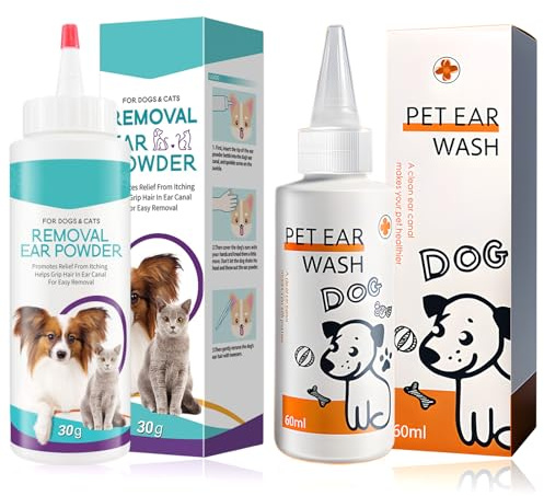 Dmrbiy 2 PEZZI PULITORE Orecchie Cani 30G + 60ML PER Eliminare Odore, Sporcizia E Residui Dell'Orecchio Pulisce Orecchie Cane Non Irritante Per Tutti Gatti E Cani