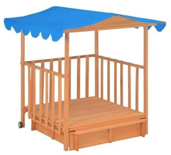 Solivagant Casetta dei Giochi con Sabbiera in Legno di Abete Blu UV50,Blu,20.32kg