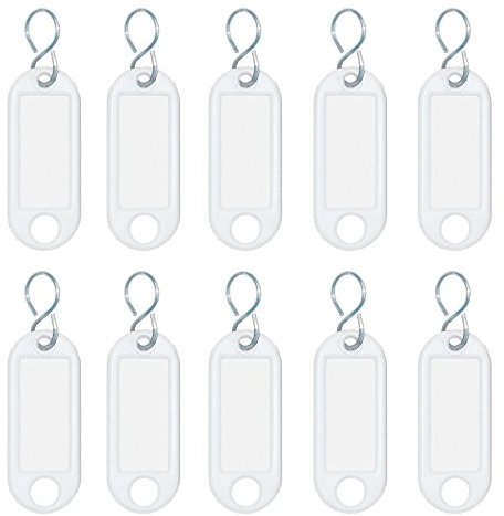 Wedo 262103400 Schlüsselanhänger Kunststoff (mit S-Haken, auswechselbare Etiketten) 10 Stück, weiß