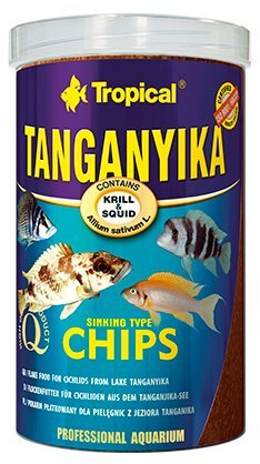 TANGANYIKA, sinkende Flocken / Chips, 1000 ml / 520 g, für große Buntbarsche aus dem Tanganjikasee, reich an Zutaten