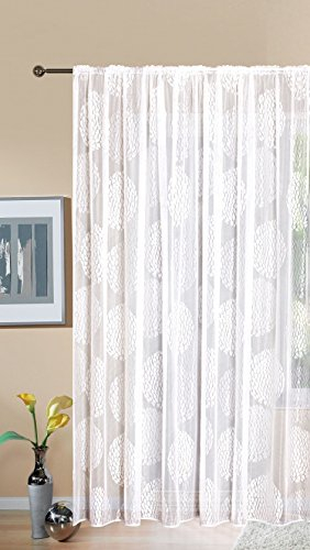 Gardine Store Jacquard Fabio HxB 245x300 cm Kräuselband Universalband Weiß Kreismuster Transparent Voile Vorhang Wohnzimmer, 13143