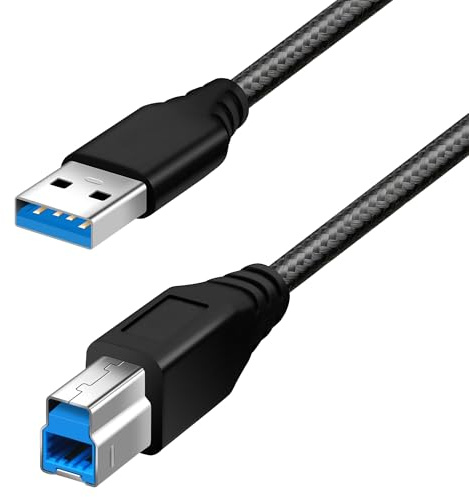 Fasgear USB 3.0 zu USB B Kabel Nylon geflochten Typ A Stecker zu Typ B Stecker Kabel (1 m, schwarz)