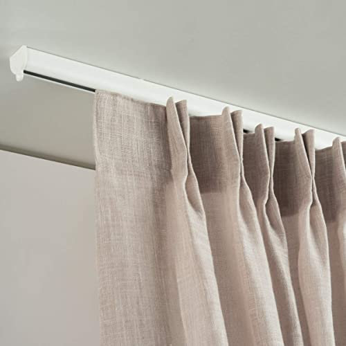 Binario per Tende Arricciate - Installazione a Soffitto - Movimento tenda manuale (NO corda) - in Alluminio, Completo per l’installazione (180 CM)