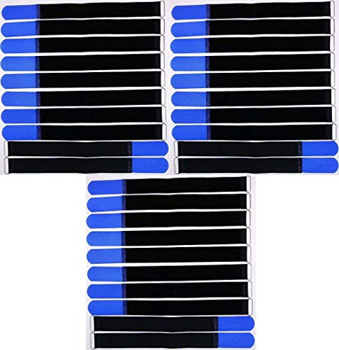 30x 40 cm x 40 mm wiederverschließbare Klett-Kabelbinder BLAU mit Metall-Öse - Kabel-Klettband 400 mm wiederverwendbar
