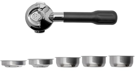 LELIT LELIT57 2-Way Portafilter - Doppelter Ausguss - Inklusive Edelstahlfilter - Klassischer Griff - PLA572S - Silber/Schwarz