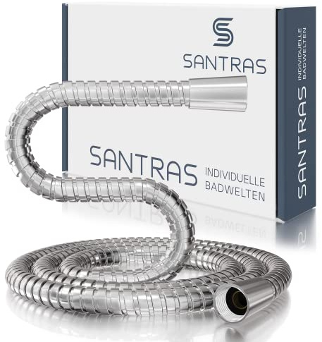 SANTRAS® Duschschlauch 3m aus Metall in Chrom - Brauseschlauch verdrehsicher - 1/2 Zoll Standard Anschluss & Trinkwassergeprüft - Made in Germany