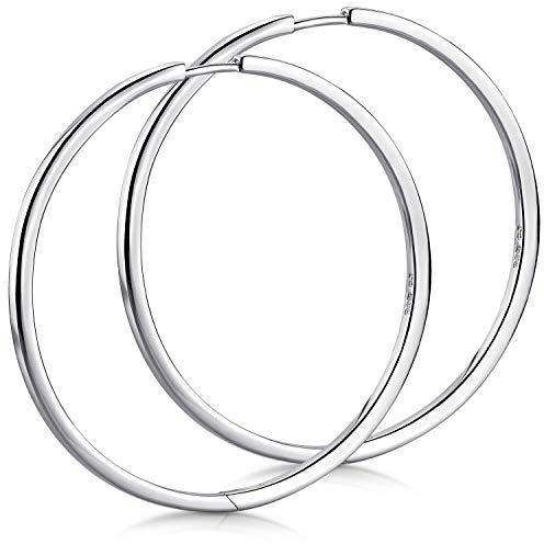 MATERIA by Matthias Wagner Klappcreolen Silber 925 für Damen 2mm dünn rhodiniert in 3 Größen