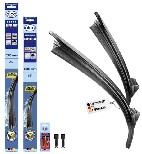 alca® Scheibenwischer für OPEL CORSA E | 10.2014 - 09.2019, SUPER FLAT Flachbalkenwischer, extraflaches Design, Flexibel, Nanographitbeschichtung