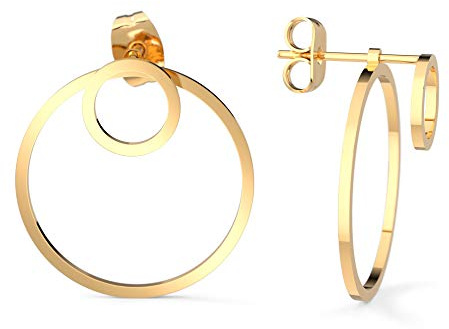 THIORA 2 in 1 Kreis Ohrringe Damen | Edelstahl | Rund Geo Minimalistisch | Ohrschmuck Geschenk für Frauen (Gold)