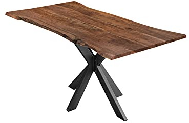 SAM Esstisch Lyon 160x85 cm Akazie nussbaum Baumkante Spider schwarz | Baumkantentisch massiv, Akazienholz nussbaumfarben, Industrial-Design, Esszimmertisch