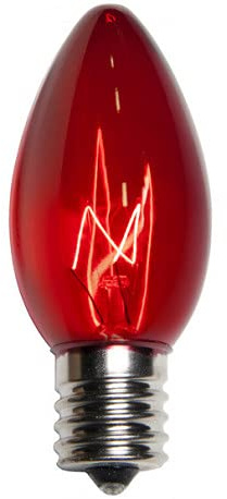 25 Pack C9 Christmas Replacement Light Bulbs for Indoor and Outdoor String Lights 7 Watt E17 C9 Intermediate Base by The Holiday Light Depot Pack (Red)