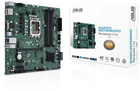 ASUS Pro B660M-C D4-CSM Business Mainboard Sockel Intel LGA 1700 (Intel B660, mATX, DDR4 Speicher, CSM, Control Center Express, COM-Debug-Header)