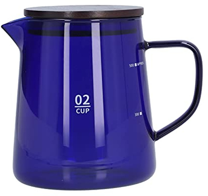500ml Glas Kaffeekanne und Teekanne mit Griff und Deckel für Restaurant und Café (Blau)
