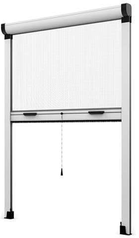 Zanzariera Riducibile a Rullo Verticale fai da te con Frizione per Finestre in kit Vari Colori (80x160, Bianco)