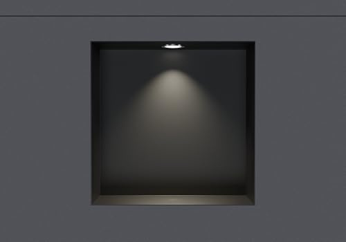 Bernstein® Wandnische aus Edelstahl NT303010X randlos mit LED-Beleuchtung– 30 x 30 x 10 cm – Duschablage für Bad-Utensilien - befliesbare Duschnische in Schwarz LED-Einbaurahmen in Chrom