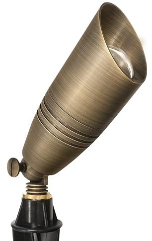 GKOLED Solid Brass Landscape Spotlight, 12V AC/DC Low Voltage Landscape Lights, Outdoor Directional LED Uplight Waterproof Fixture with ABS Spike, Garden Patio Trees Spot Up Light, No MR16 Bulb