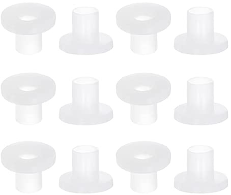sourcing map 12pcs Flanged Sleeve Bearings 4mm Bore 5mm OD 7mm Length Nylon Bushings for Shaft, White