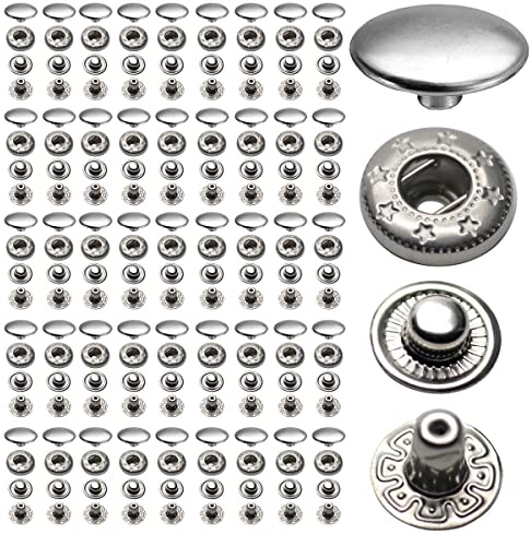 12.5mm 633# Druckknopf Edelstahl Druckknöpfe Druckknopf Kappe Knopf für Tasche Mäntel Marine Kleidung Jacken Jeans Brracks Silber (60 Sätze keine Werkzeuge)