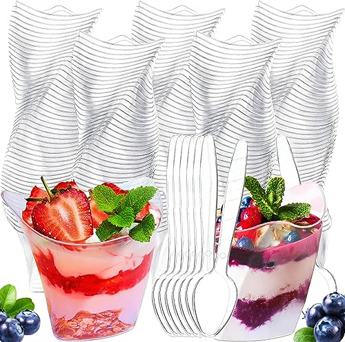 WDZGX Desserts Cups Dessert im Becher Dessertbecher Plastik 100ml 50Stk