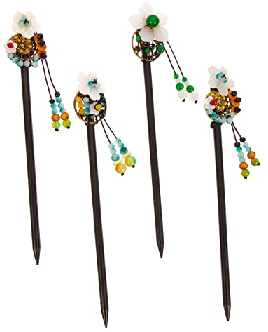 WOONEKY 4stücke Teiliges Holz Haarnadeln Chinesische Haarstäbchen Für Hochsteckfrisuren Langlebig Und Leicht Für Frauen Und Teens Zum Dekorieren Von Langen Haaren