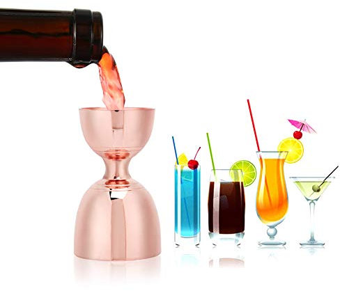 BestAlice Jigger para Bartending, Jigger de Cóctel Doble, Taza Medidora de Jigger de Acero Inoxidable, Taza Medidora de 30ml/60ml, Taza Jigger de Coctelería para Bar en Casa(Oro rosa)