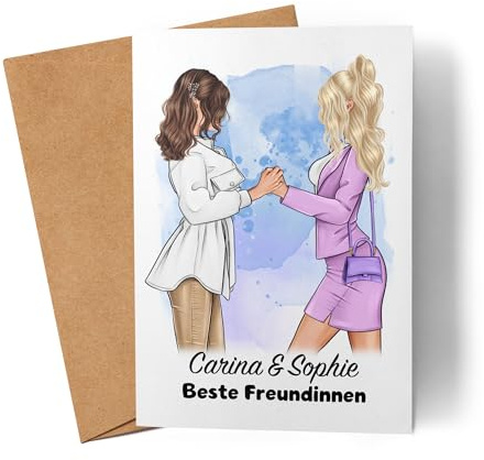 Kiddle-Design Beste Freundin Karte Personalisiert Freundinnen Geschenk Schwester Mutter Freundschaft BFF Best Friends Geburtstagskarte