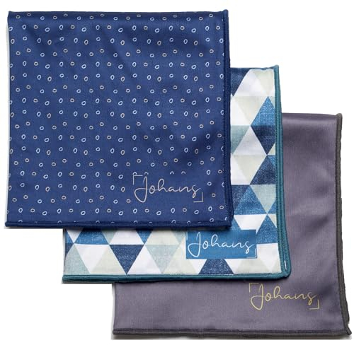 Johans® XXL Mikrofasertuch zur Reinigung von Smartphone, Tablet, Brille, Display, Kamera | Displaytuch, Brillenputztuch, Reinigungstuch | Optikerqualität in 30x30cm (3er Bundle: Classics)