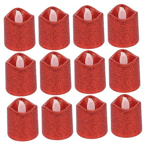 Bougie Électrique LED Rouge Lot de 24, sans Flamme pour Ambiance | Plastique, Alimentation par Pile Bouton, Usage Intérieur, Éclairage Romantique, Design Créatif Élégant