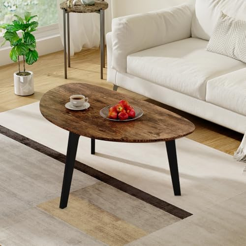 WDSHIYI Large Oval Coffee Table Espresso Wood Mid Century Modern Unique Retro Farmhouse, Zeitgenössische dreieckige tische, Wohnzimmer, Schlafzimmer - nachttische und EIN büro