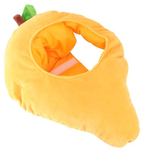 ibasenice Mango Fruit Headwear Plush Cosplay Hat for Parties and Photo Props Funny Orange Fruit Shape Cap for Adults and Teens
