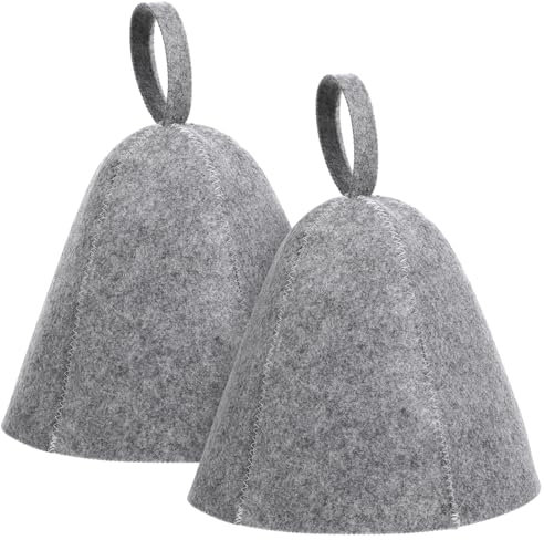 SWOOMEY Men's and Women's Natural Felt Sauna Hat Set - 2Pcs Original Outdoor Sauna Accessories - Vaporarium Bath Cap for Steam Room - Street Sauna and Bath House - Essential Sauna & Parts
