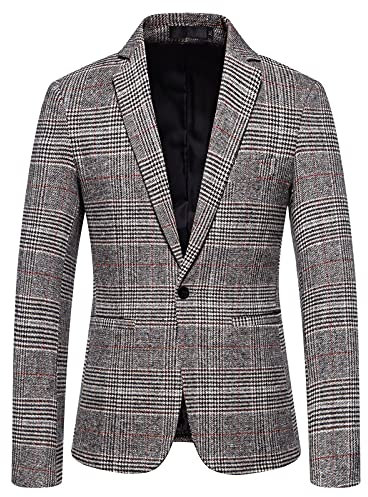 Veste sportive pour homme - Vintage - Blazer à carreaux - Coupe droite - Décontractée - Moderne - Rayé - Pour le printemps et l'automne - Veste de costume pour le travail, le mariage, les loisirs