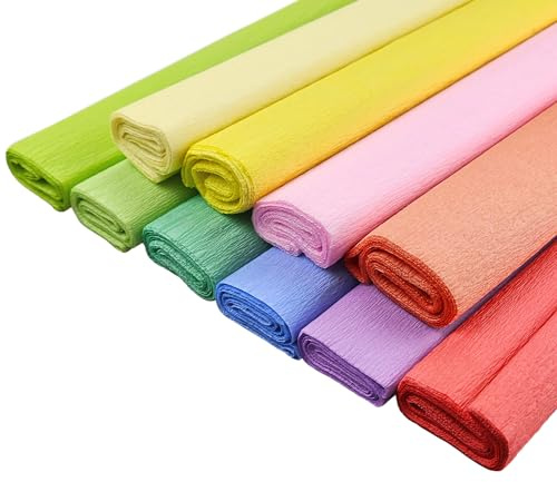 Netuno 10 rollos de papel crepé colores pastel 200 x 50 cm papel para manualidades decoración fiestas bodas cumpleaños DIY envoltorios regalo carnaval Pascua Navidad