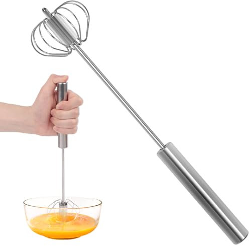 HANSGO Halbautomatischer Schneebesen aus Edelstahl, Handrührer, 30,5 cm, Schneebesen, rotierender Schneebesen, Mixer für Kochen, Küche, Zuhause