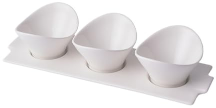 GLigeT Soy Sauce Dishes Hotel Small Dishes Platter Three Flavors Pre-Dinner Small Dishes Plate Special Appetizer Plate White Porcelain Tableware Seasoning Dishes(A)