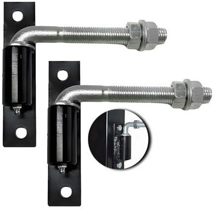J-Bolzenscharnier aus Stahl mit Platte für Türen, Tore, robustes geschweißtes Scharnier, robuste Einfahrtstore zum Schweißen an größeren Eisen- oder Stahltoren, Silber, A-1,6 cm, 2 Stück
