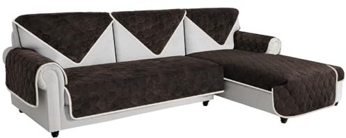 Easy-Going Samt Sofa Sessel Überzug, 1 Stück Rutschfester Sesselbezug, Sofa Arm- & Rückenlehnenbezug Ecksofa L U Form, Sofaschutz Hund Katze, Weicher Couch Cover, 70x70 cm/28x28 in, Schokolade